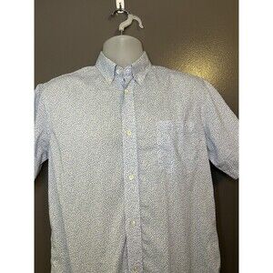 Liberty London Shirt Mens 15 1/2 Blue Floral Print Short Sleeve Button Up Casual